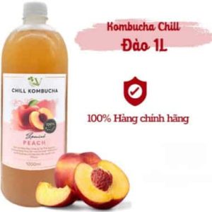 Trà lên men vị đào Vgreens Chill Kombucha Special Peach chai 1000ml