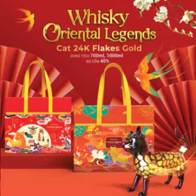 Rượu bình Con Mèo Brandy vảy vàng Nhật Bản – món quà tết độc đáo