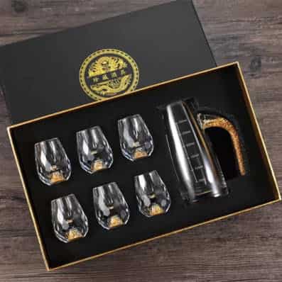 Bộ ly pha lê đúc vàng 24k 6ly + 1 bình rót nhập khẩu