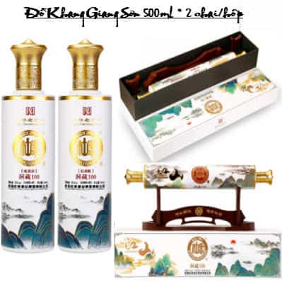 Đỗ Khang Giang Sơn x 2 bình rượu dáng trục thư cổ