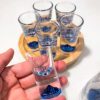 Ly pha lê đáy xanh phong thuỷ bộ 6 chiếc uống rượu mạnh